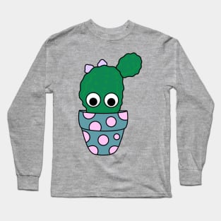 Cute Cactus Design #220: Cactus In Painted Terra-cotta Pot Long Sleeve T-Shirt